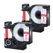 2 Pack For DYMO D1 45012 Red on Clear Tape 1/2'' LabelManager 120P Label Printer