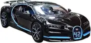 Scale Finished Model Car 1:18 for Bugatti Chiron Alloy Sports Car Model Diecast Metal Toy Racing Car Model High Simulation Miniature Replica Car(Black)
