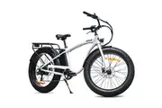 VALK Electric Fat Tyre Cruiser Bike, eBike with Throttle, White