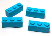 Lego - Lot of 4 - Mid Azure Blue, Brick 1 x 3