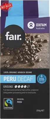 Fair Decaffeinated Peru Fairtrade Organic Ground Coffee 250G