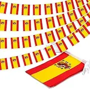 Spain String Flag Pennant Banner, Small Mini Spanish Flags Bunting Banner, National Country Decoration for School, Party, Sports Events, Patriotic Festival, 33 Feet 30 Flags