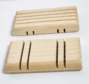 2 Natural Wooden Soap Dish Soap Savers for Bathroom & Kitchen