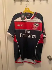 BLK USA Rugby Team Jersey Shirt Mens Large Red White Blue Sport Rugby Athletic