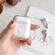 Air Smart Headphones Bluetooth Earphone White Heart Pattern Shockproof Coloured Drawing PC Protective Case for Apple AirPods 1/2