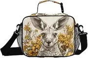 Kangaroo Flower Cute Insulated Lunch Box for Women Men - Ideal for Work, Picnics - Includes Adjustable Shoulder Strap