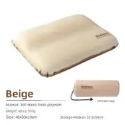 GGP Beige Automatic Inflatable 3D Outdoor Sponge Pillow Portable Camping Travel Neck Cushion, Comfortable Air Mattress For Tent, Versatile Nap Pillow