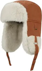 [Clakllie] Women Men Furry Trapper Hat Winter Trooper Hat Faux Fur Ushanka Russian Hats Windproof Thermal Snow Caps Skiing Hat, Cdus-dpl8-urban Pink, One Size