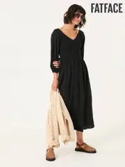FatFace Adele Black Midi Dress (H46458) | $159
