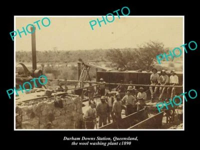OLD LARGE HISTORIC PHOTO OF DURHAM DOWNS STATION WOOL WASHING PLANT c1890 QLD