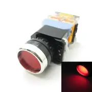 Round Red Push Button Switch Latching 24V LED Light 22mm 1 NO 1 NC 380V 10A