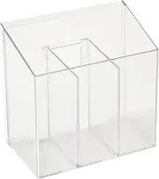 Wall Hangable Makeup Organizer - Clear Pen Holder | 3 Compartments Adhesive Utensil Display, Space-Saving Rack for Entryway Living Room