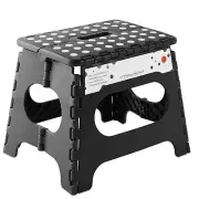 11" Folding Plastic Step Foot Stool with Handle - Black