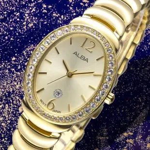 【ALBA】雅柏手錶 奧黛麗赫本SWAROVSKI晶鑽金色面鍊帶IP金女錶/AH7L44X1(保固二年)