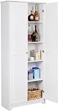 VINGLI Tall Pantry Storage Cabinet, 72'' Kitchen Pantry Cabinet, Freestanding Room Storage, Cupboard, 2 Door Pantry for Laundry Room, Kitchen, Apartment, Solid Wood, White