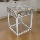 Natural Agate Side Table, Agate Side Table, Agate Square Table, Stone Table Deco