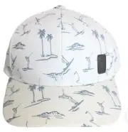 PGA TOUR All Over Golfer/Palm Tree Print Bright White Adjustable Hat NEW Golfing