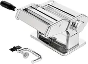 [Restaurantware] Met Lux Pasta Maker Machine, 1 Pasta Maker with 2 Cutter Attachments - 9 Adjustable Thickness Settings, 5 Piece Set, Stainless Steel Manual Pasta Machine, for Fettuccine, Spaghetti