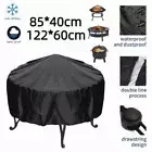 210D Fire Pit Cover Garden BBQ Grill Bucket Round Outdoor Protector Waterproof~