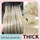 Rings Loop Thick Russian Remy 100% Human Hair Extensions Micro Beads 24" 200PCS