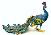 Ciel Collectables Peacock Trinket Box Made with Swarovski Crystals & Enamel