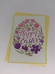 Hallmark Easter Card: Simple Floral Egg Wreath Lovely Springtime Blessings Joy