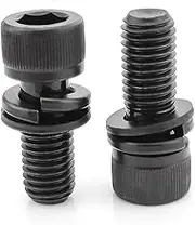 5PCS 12mm /10PCS 8mm /10PCS 10mm M3 12.9 Grade Cup Head Hexagonal Three Combined Screw Alloy Steel(10mm 10PCS)