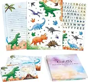 Kids Dinosaur Letter Writing Kit - Boys Stationery Set with Envelopes, Stickers, School Gift Set