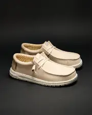 [HEYDUDE] HEYDUDE Men's Wally Stretch Canvas Shoes in Irish Cream/Egret Size 4 4 Irish Cream/Egret