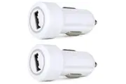 2x Gecko Smart 2.4A USB Car Charger for Smartphones GPS Tablet Dash Camera White