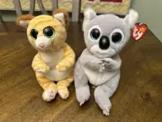 Ty Beanie Bellies Melly The Gray Koala Plush Stuffed Animal 6" + Mango the Cat