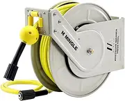 M MINGLE Retractable Pressure Washer Hose Reel, 1/4" × 60ft Heavy Duty Professional Hose Reel, Auto Rewind Power Washer Hose Reel, Wall/Floor Mounted, 3600 PSI