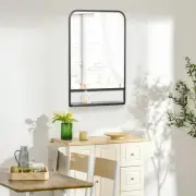 34"x21" Wall Mirror with Shelf, Modern Rectangle Mirror for Living Room, Black