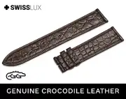 Crocodile Alligator Leather For RAYMOND WEIL Watch Dark Brown Strap Band SQ