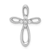 14k White Gold 1/10ct. Real Diamond Cross Chain Slide