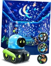 Robot Night Light for Kids【12 Films】 Kids Night Light Projector,Bluetooth