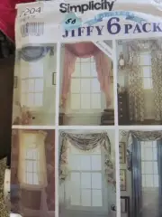 SIMPLICITY #7204 - WINDOW TREATMENTS - SIX STYLE VALANCE & CURTAIN PATTERN FF