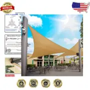 Water-Permeable Sand Beige Triangle Shade Sail 32' - Enhance Your Outdoor Space