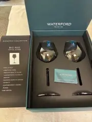 New Waterford Fine Crystal Elegance Optic Big Red Wine Glasses w/Factory Box