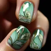 Spring Press on Nails Medium Length Coffin Shaped Fake Nails Green pattern-31