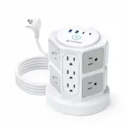 TROND Tower Surge Protector Power Strip with 14 Widely Spaced Outlets, 4 USB