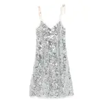 [Prada] Prada Ribbon-strap Sequinned Dress 38 IT SILVER