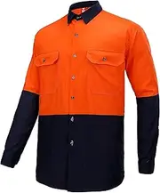 [BIG BEE] Hi Vis Shirt Safety Work Shirt Cotton Drill Workwear Aero Cool Vent