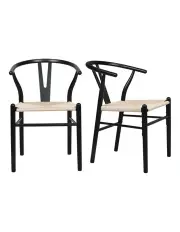 [Levede] 2x Wooden Dining Chairs in Black