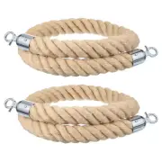 2Pcs 3ft x 1.5 Inch Crowd Control Jute Stanchion Rope with Snap Hooks