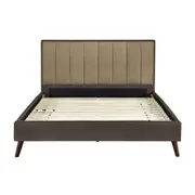 Design Square Oshi Standard Soft Fabric Bed Frame Double Size Density Foam Brown