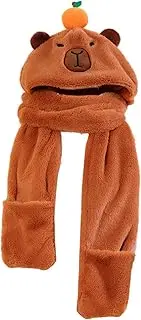 [Generic] Warm Wool Animal Beanies Scarf Set with Gloves and Hooded Hat | Scarf and Gloves Set,Winter Capybara Shape Beanies, Beanies with Ears, Capybara model, Consulte la descripción