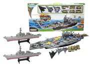 33" Aircraft Carrier Toy with Military Vehicle 18 Fighter Jets 2 Destroyer Ships