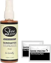 Shoe Mistri Shoe Renovator and Shoes Cleaning Wipes, Liquid Shoe Polish Spray, Shoe Shine Color, Suitable for Suede, Nubuck, Canvas, Knit and most other absorbent Fabrics (Khaki)