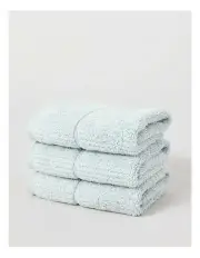 [Vue] Combed Cotton Rib 3pk Face Washer in Aqua